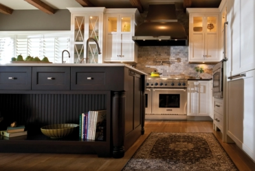 white cabinets and dark island cabinets